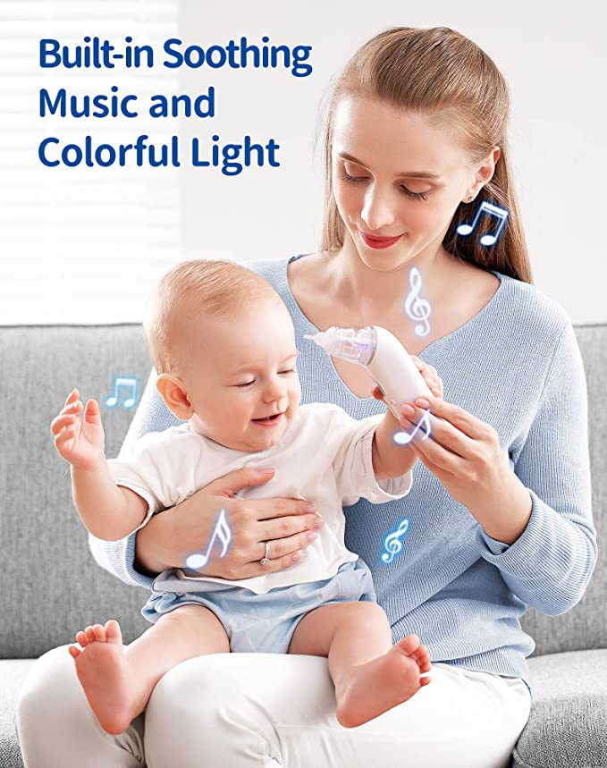 Nasal Aspirator for Baby: Nose Sucker Electric Nose Suction Baby Booger  Sucker Baby Nose Aspirator Mucus Nose Cleaner with Music and Colorful Light
